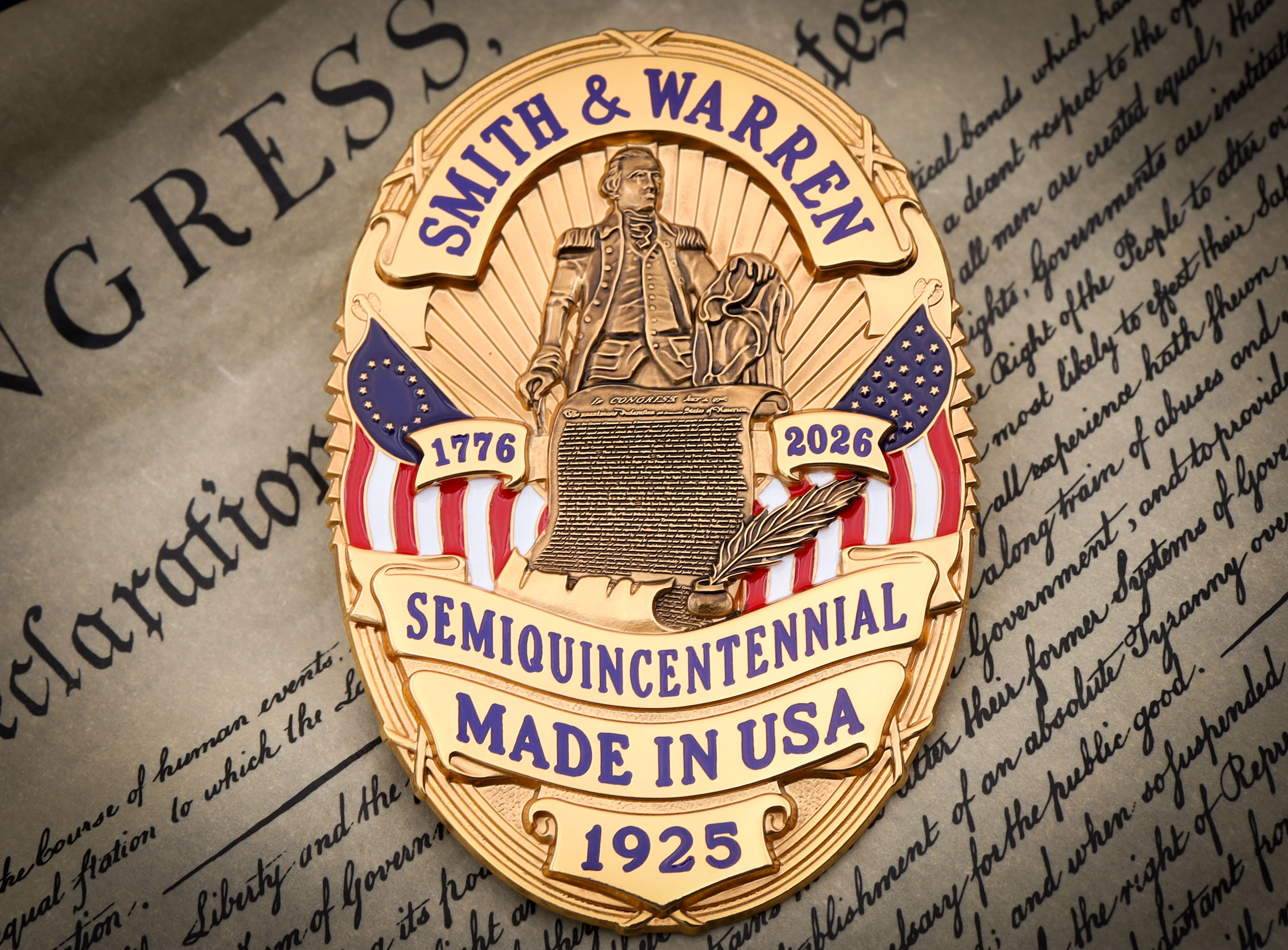The Declaration custom usa 250th anniversary badge by smith and warren